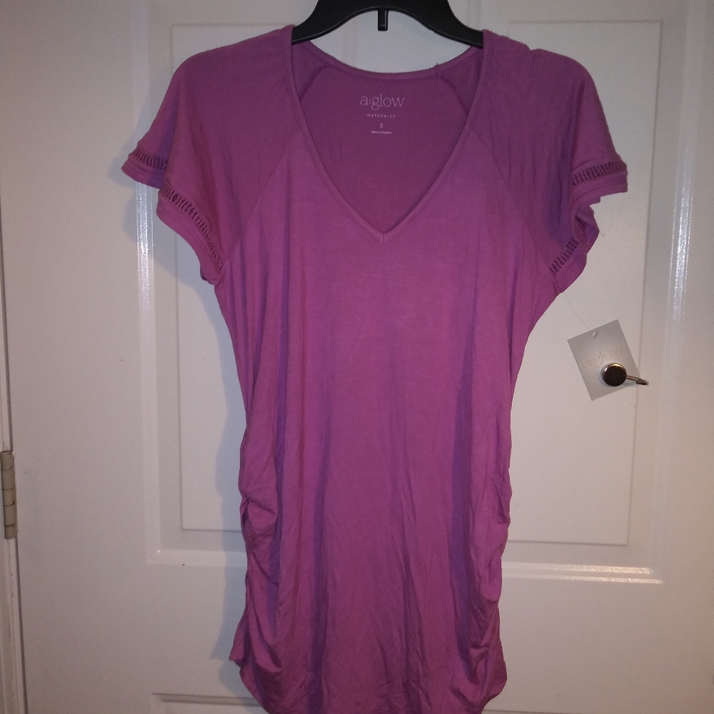 Nwt A.Glow Tee Shirt Purple Crochet Detail Small